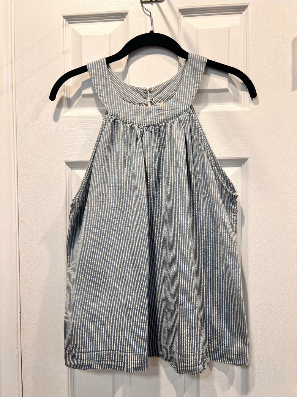 Girl Krazy Blue & White Pinstripe Halter Top Blouse - Women’s Size M